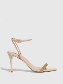 CUCCOO SZL 女士水钻搭扣设计时尚高跟凉鞋，适合日常穿着 - 杏色 - 查看 4