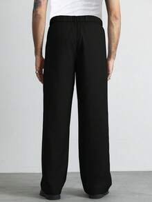 HUEFORM Quần dài nam ống rộng màu xám in hoa, kiểu dáng thường ngày thoải mái, phong cách công sở. - màu đen - Xem 2