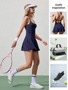 CourtClass Women's Elegant Sleeveless Dress - Navy Blue - View 3