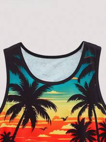 Open Phase 男士夏季熱帶印花背心 - 黑色 - 查看 3