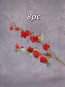 Faux Silk Camellia Flowers 8pcs, 90cm Long Stem Rose For Home Garden Office Decor, Housewarming Gift, All Season Table Arrangement - Red - View 10