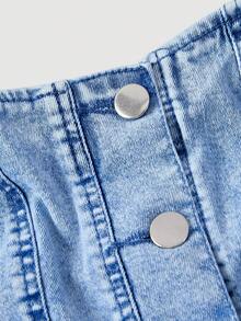 Sweetra Women's Halter Tie Button Jumpsuit, Fashionable For Dates And Parties - Blue - View 4