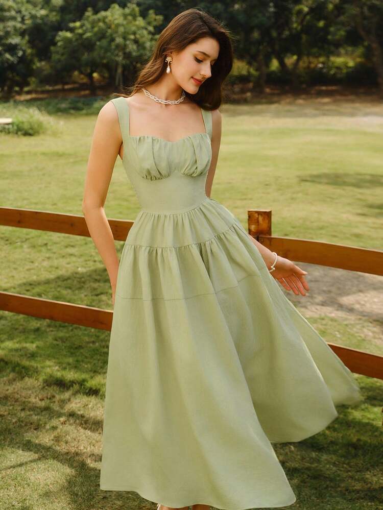 SHEIN DECDS فستان نسائي أنيق عتيق مع جيوب وياقة على شكل قلب، فستان كاجوال لحفلات العطلات الصيفية، فساتين صيفية للنساء، ملابس صيفية للنساء، فستان ربيعي للنساء، ملابس مهرجان للنساء، فساتين مهرجان، فستان عيد الفصح للنساء، فساتين أنيقة للحفلات، فستان حفلة طويل أنيق، فستان لضيف الزفاف للنساء، فستان تخرج للنساء، فساتين أنيقة للنساء، ملابس عطلة للنساء، فساتين عطلة، فساتين عطلة، فستان أنيق بطراز ريفي للنساء، فستان أخضر - أخضر - مشاهدة 4