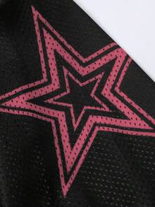 Aesthetic Post 男士休闲T恤，运动数字印花 - 黑色 - 查看 3