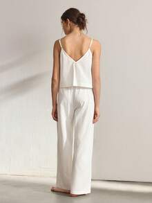 Ocili Komplet piżamowy damski z koszulką i spodniami w jednolitym kolorze - Biały - Zobacz 3