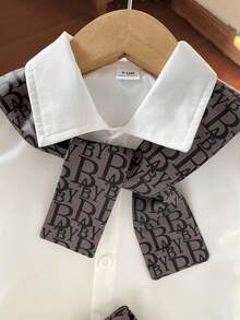 SHEIN 0-3岁男婴印花披肩、短袖衬衫和松紧腰字母印花短裤套装，适合所有季节、短途旅行、度假、外出、休闲、日常居家穿着、叠穿，适合3个月至24个月的男婴服装 - 彩色 - 查看 4