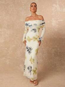 Lumalex Đầm dài tay màu vàng thanh lịch in hoa, trễ vai, xếp ly, ôm sát cơ thể, dành cho nữ, thích hợp cho mùa đông thu, dạ hội, tiệc tùng, tiệc chiêu đãi, kín đáo, sang trọng, lễ hội, đi chơi, kỳ nghỉ, ngoài trời, tiệc cưới, tiệc năm mới, đính sequin, phong cách dự tiệc, dạ hội, tiệc đêm, đầm dự tiệc cho mùa thu, hè, đầm dự lễ, đầm gợi cảm, đầm vàng, đầm đi chơi, đầm hẹn hò, đầm ngày Valentine, trang phục Valentine cho nữ. - Màu be - Xem 8