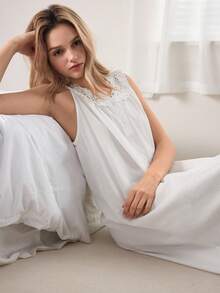 Ocili Women's Solid Color Button Casual Everyday Housedress - White - View 2