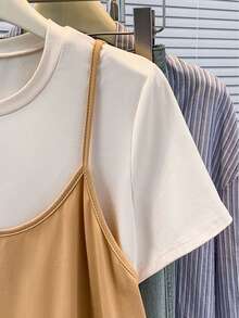 Resyla Women's Summer Casual Ruffle Hem 2 In 1 T-Shirt - Multicolor - View 7