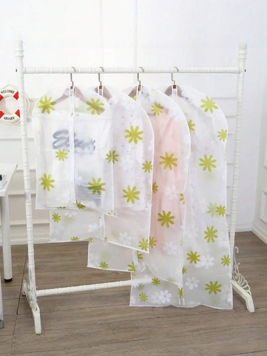 5个可水洗PEVA材质挂式衣物袋，带拉链防尘罩，适用于衣物和外套 - 彩色 - 查看 1