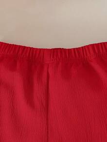 2 piezas Conjunto de top de tirantes con moño y pantalones rectos para niñas, adecuado para salidas diarias, reuniones familiares, vacaciones, sesiones de fotos, fiestas, día de la niña, ropa de primera para niñas, ropa de verano para niñas - Rojo - Ver 7