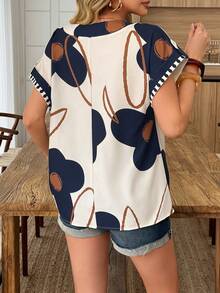 Louniche Áo sơ mi nữ mùa xuân/hè in họa tiết hoa, kiểu dáng thường ngày, thích hợp cho kỳ nghỉ, họa tiết trừu tượng, hình học. - Nhiều màu - Xem 2