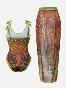 Swim Oasis Women's One-Piece Swimsuit "Palm Holiday": Palm Leaf Pattern Exudes Island Vibes, Instantly Evoking Sunny Beaches - Multicolor - View 2