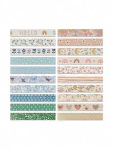 Boho Washi Tape Set Decorative Masking Paper Roll DIY Journal Supplies Scrapbooking Craft Aesthetic Bohemian Pattern Sticky Adhesive Durable Versatile Multi Use Gift - Multicolor - View 3