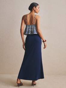 Poéselle Women's Plant Pattern Ruffle Hem Camisole And Fish Tail Midi Skirt Set - Multicolor - View 6