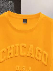 Manfinity Joysei Áo thun nam tay ngắn cổ tròn màu vàng, cỡ tiêu chuẩn, kiểu dáng thường ngày (chất liệu vải), thích hợp cho mùa hè. - Màu vàng - Xem 3