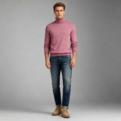 Suéter de Cuello Alto para Hombre en Tejido de Punto Fino: Estilo Clásico, Corte Regular y Variedad de Colores Para Salidas con Amigos, Casual y Formal a temporal, Verano, Primavera, Invierno y Otoño