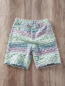 Manfinity Joysei Men's Summer Fashion Street Gradient Slant Pocket Frayed Hem Wide Leg Denim Shorts - Light Wash - View 1