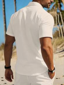 Manfinity RSRT 男士度假休闲短袖衬衫，波西米亚印花短袖衬衫，几何印花男士短袖衬衫 - 彩色 - 查看 2