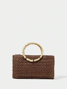 SHECARRY Bolso de tote casual bohemio con estampado floral para mujer - Café - Ver 3