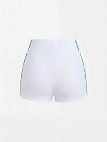 SHEIN 少女插肩袖热带植物印花上衣和短裤泳衣套装 - 粉色 - 查看 6