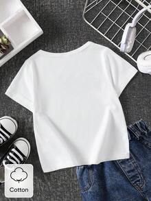 男婴可爱小熊印花短袖T恤，夏季 - 白色 - 查看 2