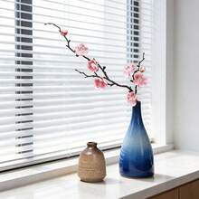 Artificial Plum Blossom Stem, Chinese Style Pink Wintersweet Flower For Zen Home & Living Room Decor - Multicolor - View 4