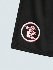 Modcrash Men's Letter & Star Print Casual Athletic Shorts - Black - View 5