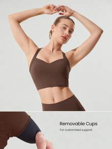 GLOWMODE Áo ngực thể thao FeatherFit™ See You Around kiểu yếm không lưng, hỗ trợ nhẹ, thích hợp cho yoga cường độ thấp. - màu nâu - Xem 2