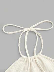 Breezaya Bộ đồ 2 món gồm áo croptop và chân váy ngắn ôm sát, chất liệu dệt kim họa tiết, có tua rua, thích hợp cho đi biển, kỳ nghỉ, lễ hội âm nhạc. - Màu be - Xem 5