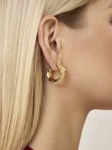 MOTF PREMIUM 菱形网状耳钉 女士秋冬独特小众轻奢气质耳环 - 金色 - 查看 3