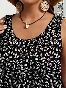 EMERY ROSE Plus Size Loose Fit Pleated Wide Strap Camisole And Tank Top, Suitable For Spring And Summer Plus Size Vest Tops Women's Tops And Blouses Women Plus Size Tops Women's Tops For Summer - Multicolor - View 5