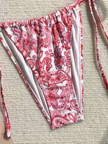 Swim Mod Women's Sexy Backless Paisley Print Halter Neck Bikini Set, Beach Vacation Style - Multicolor - View 3