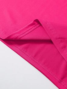 EMERY ROSE Women's Round Neck Letter Print Casual Versatile Daily Wear Short Sleeve T-Shirt - Hot Pink - View 6