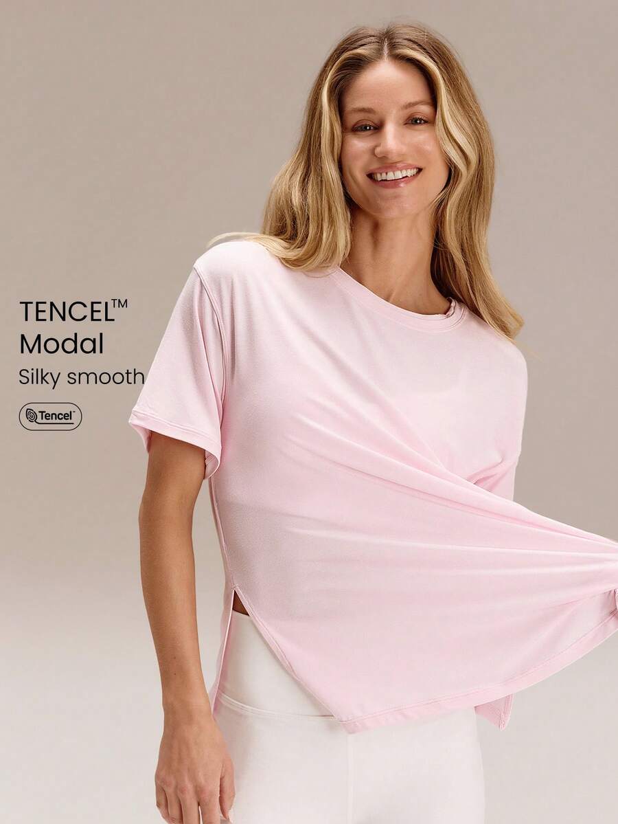 GLOWMODE 莫代尔宽松版 Everymode T恤 日常休闲压缩衬衫 - 淺粉色 - 查看 1