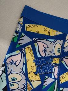 TOM & JERRY X SHEIN Men's Cartoon Pattern Comfortable Boxer Briefs, Suitable For Daily Wear - Blue - View 4