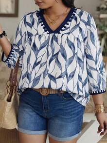 Weeklong Áo sơ mi cỡ lớn in họa tiết ngẫu nhiên, kiểu dáng thường ngày. - Nhiều màu - Xem 3