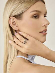 MOTF PREMIUM Anillo pequeño simple con baño de plata y oro, anillo micro-engarzado - Plateado - Ver 9