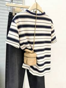 Resyla Women Striped Short Sleeve Round Neck T-Shirt - Multicolor - View 2