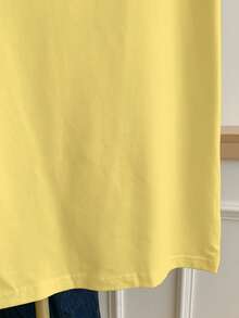Resyla Women's Casual Lemon Embroidery Color Block Round Neck T-Shirt - Multicolor - View 5