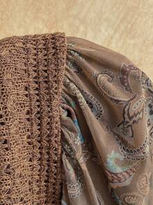 Soleia Women's Vacation Cashew Print Cropped Halter Top And Mini Skirt Fashion Set - Khaki - View 3