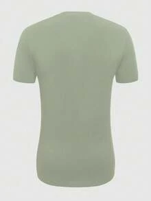 SHEIN Manfinity Dauomo 男士休闲纯色圆领短袖T恤 - 薄荷綠 - 查看 2