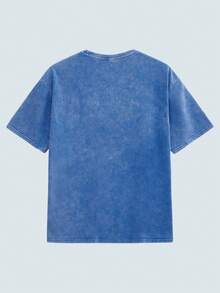 Modcrash Men's Casual Dropped Shoulder T-Shirt With Funny Lip Print, Summer - Royal Blue - View 2