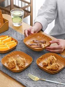 10 Khay nhựa cứng, khay đựng trái cây và salad trong suốt, có thể rửa và tái sử dụng, đồ dùng cho tiệc tùng, sinh nhật, lễ kỷ niệm, tiệc buffet, dụng cụ nhà bếp. - Màu Khaki - Xem 1