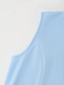 Franclia Women's V-Neck Pleated Waist Sleeveless Casual Flared Dress, Spring/Summer Baby Blue Dress Women Blue Dress Latest Dress - Blue - View 6