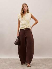 Nöista Casual Striped Ruffle Hem Sleeveless Top, Summer - Light Yellow - View 5