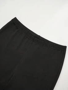 Levarali Damen Schwarze Herbst Klassisch Elegant Party Spitze Strass Schlaghose, Einfarbig Glockenform Petite Business lässig Arbeits Stilvoll - Schwarz - Übersicht 6