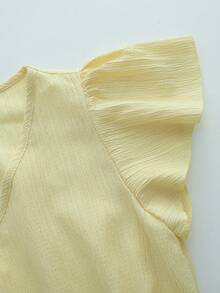 Franclia Women's V-Neck Ruffle Sleeve Cinched Waist Flowy Dress, Casual Vacation Style, Light Yellow, Spring/Summer - Light Yellow - View 4