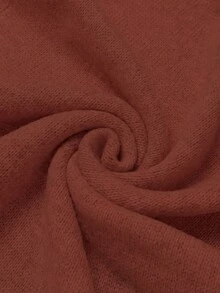 SHEIN LUNE 秋冬新款宽松碎花圆领无袖针织背心搭配碎花灰色A字针织中长裙，女士两件套毛衣套装 - 鏽棕色 - 查看 8