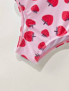 Maija Kids Maija Kids 1件装少女休闲优雅度假修身可爱草莓印花吊带泳衣，适合泳池、海滩、海边、沙滩派对、春夏季节穿着。 - 粉色 - 查看 6